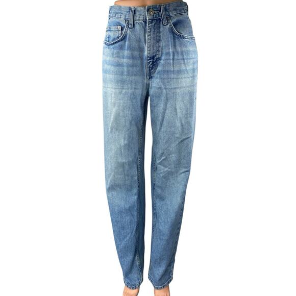 Urban Outfitters BDG Carrot Blue High Rise Tapered Baggy Denim Jeans Size 26 - Picture 1 of 5